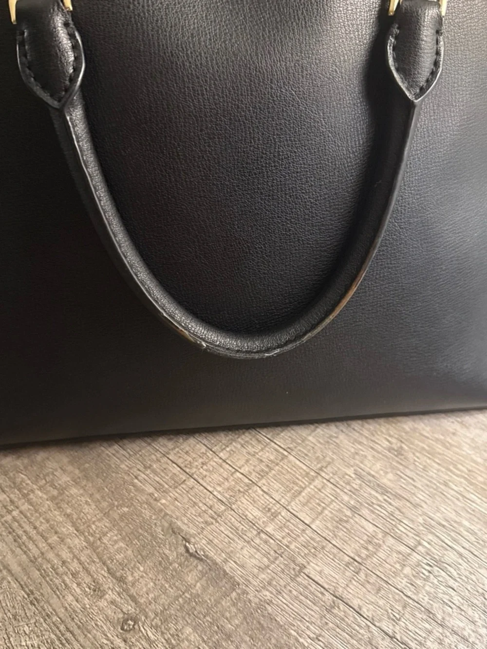 Michael Kors Black Dome Satchel with Gold Hardware
